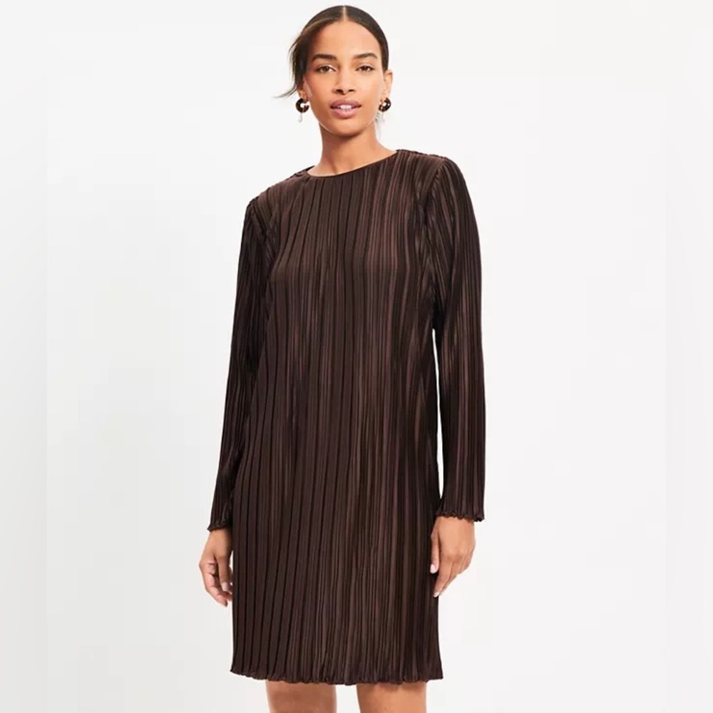 LOFT Petite Pleated Jersey Mini Dress